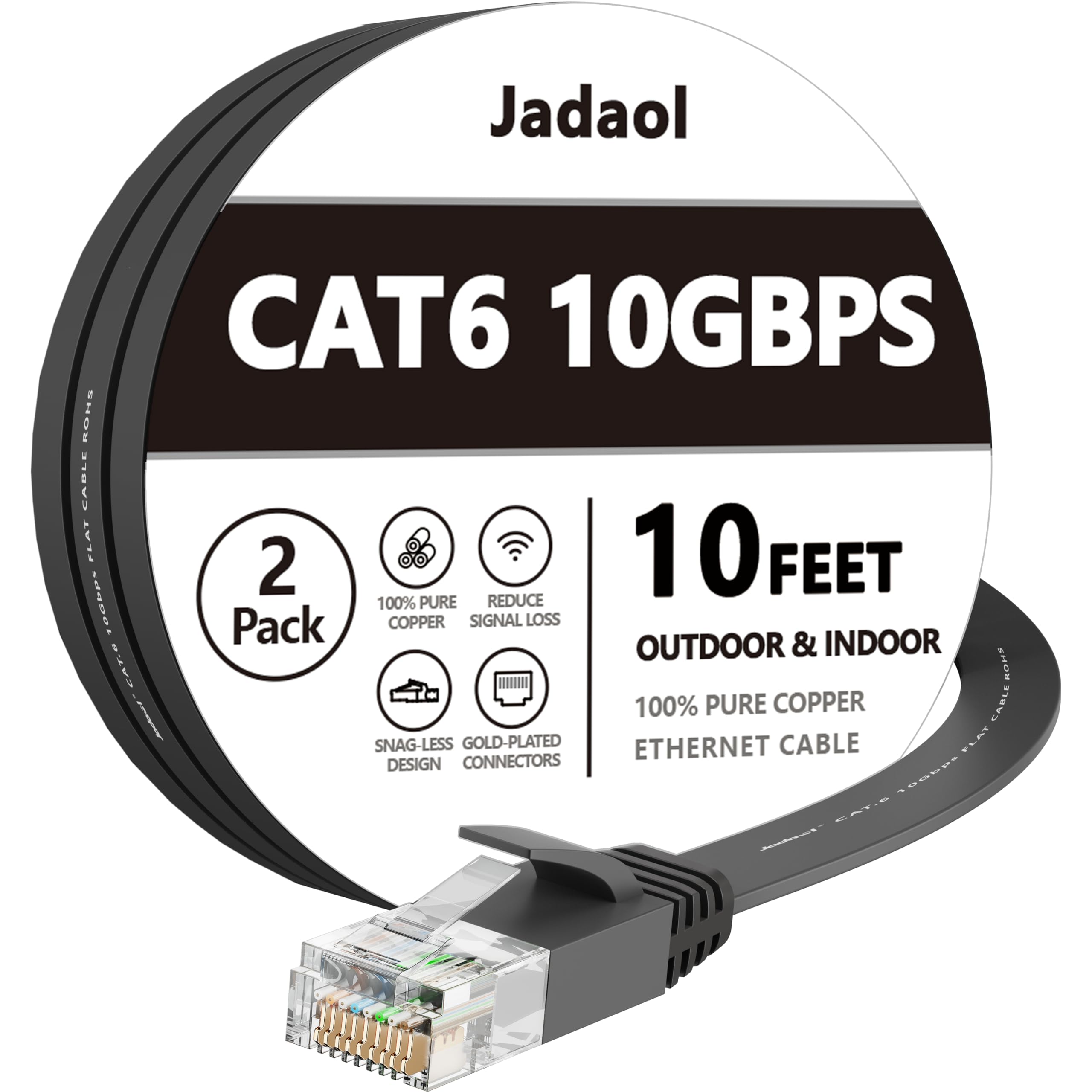 Jadaol Cat 6 Ethernet Cable 50 ft, 10Gbps Support Cat8 Cat7 Network, Flat RJ45 LAN Patch Cable, High-Speed Wired Internet Cable for Router, Modem, Switch, Gaming Consoles, PC, Streaming Devices, White