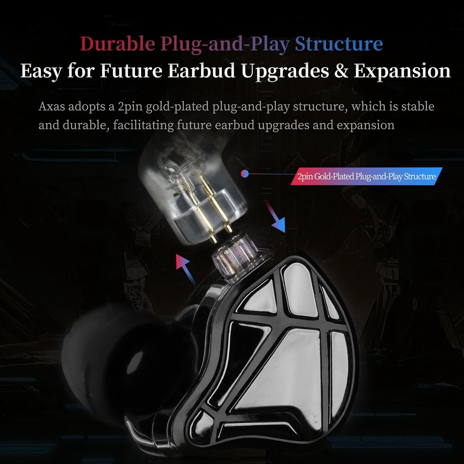 KZ Axas Gaming Earbuds Wired with Mic for PS4 PC Xbox PS5, Noise Isolation IEM for Gaming with Low Latency, Comfort-Fit Earphones for Laptop, Consoles and Mobile (Black, Mic)