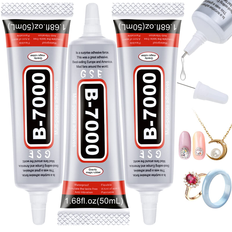 B7000 Rhinestones Glue for Crafts, 110ML Glue of Diamond Jewelry 3.7fl.oz Clear B-7000 Super Jewelry Glue Transparent Industrial Adhesive for Fabric Phone Repair Jewelery Making Crystal Gem