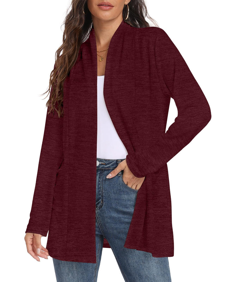 Womens Long Sleeve Lightweight Cardigan Open Front Casual Draped Cardigans with Pockets-21