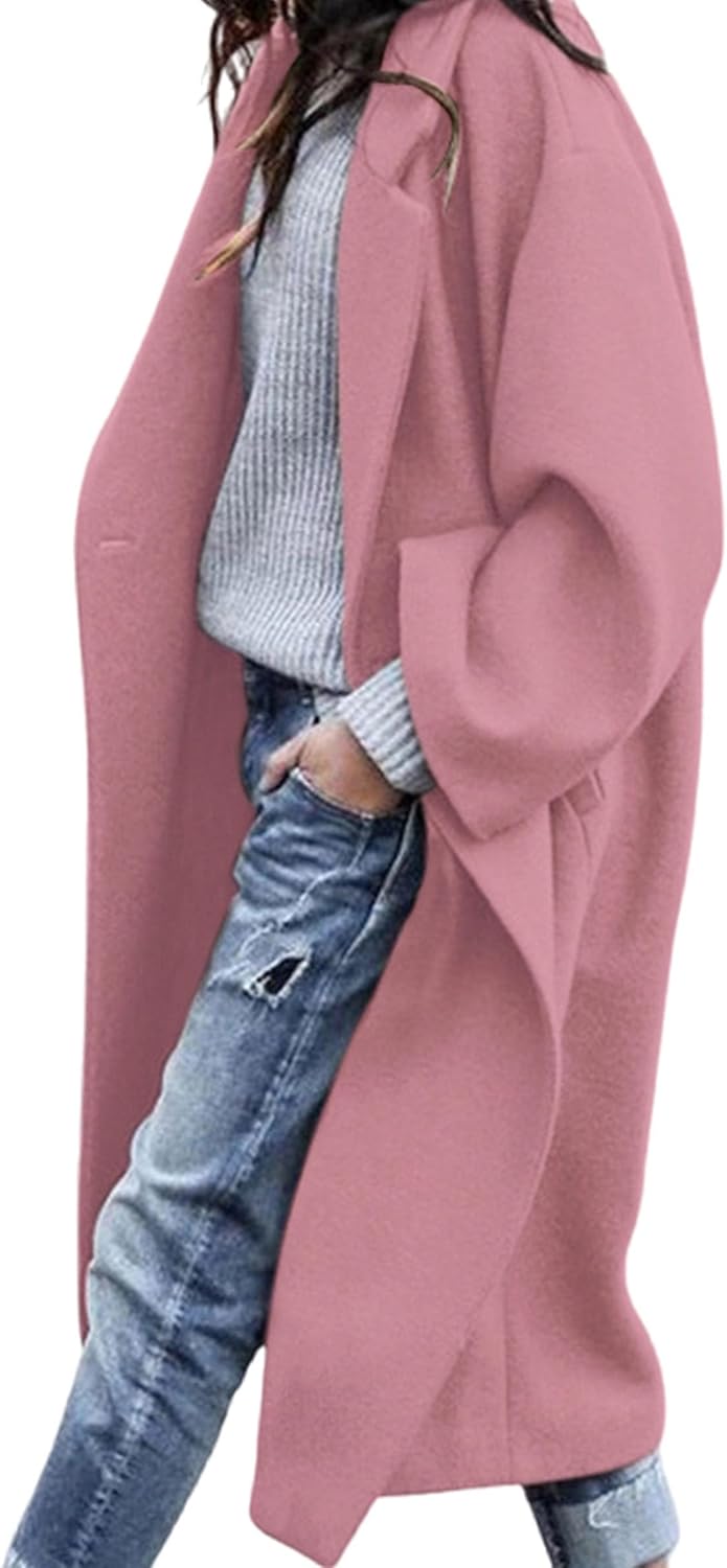 PRETTYGARDEN Womens Winter Coats 2026 Trendy Long Sleeve Notch Lapel Button Long Jackets Casual Oversized Vacation Outfits-4