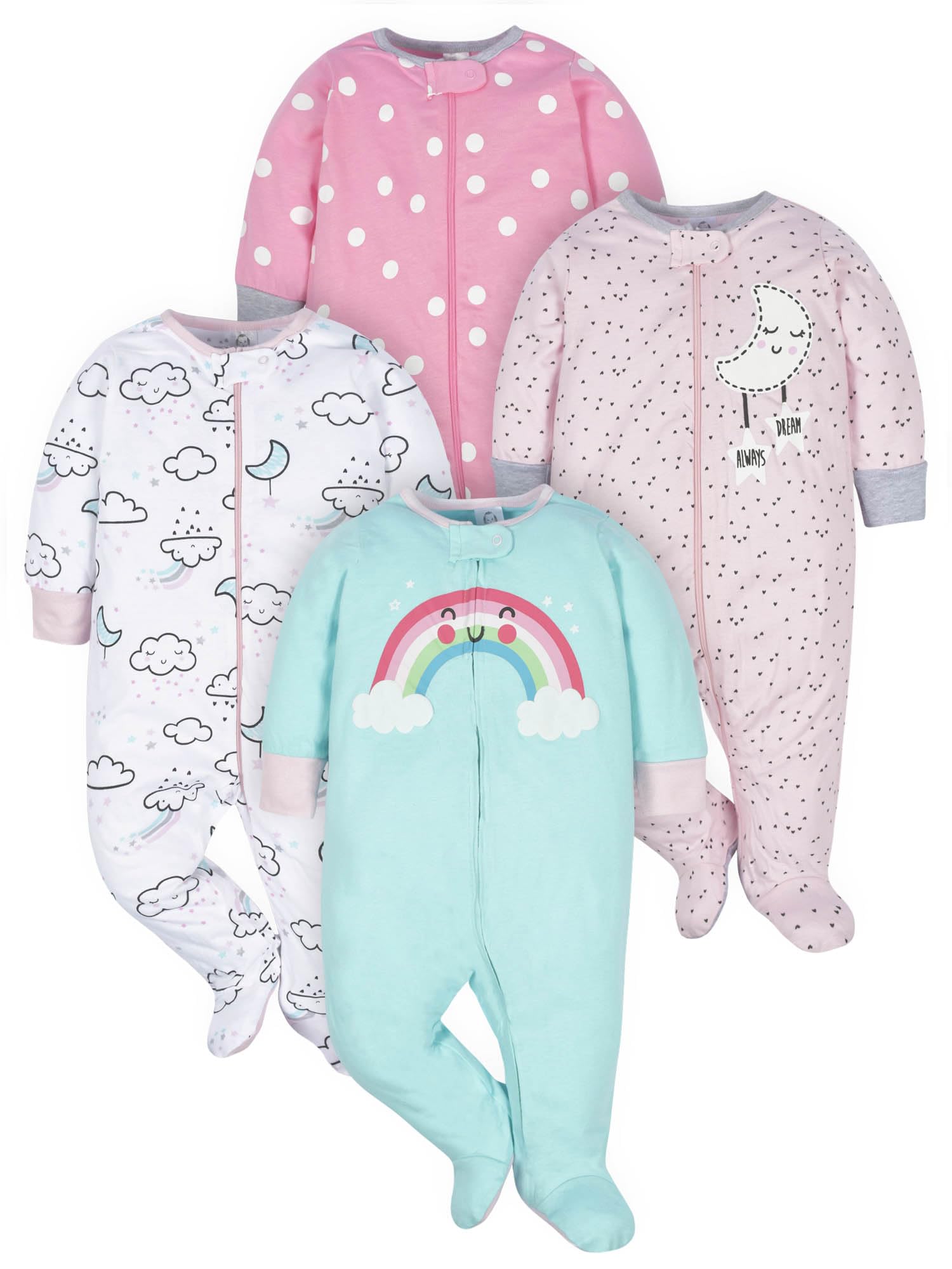 Gerber baby-girls 4 Pack Sleep N' Play Footie
