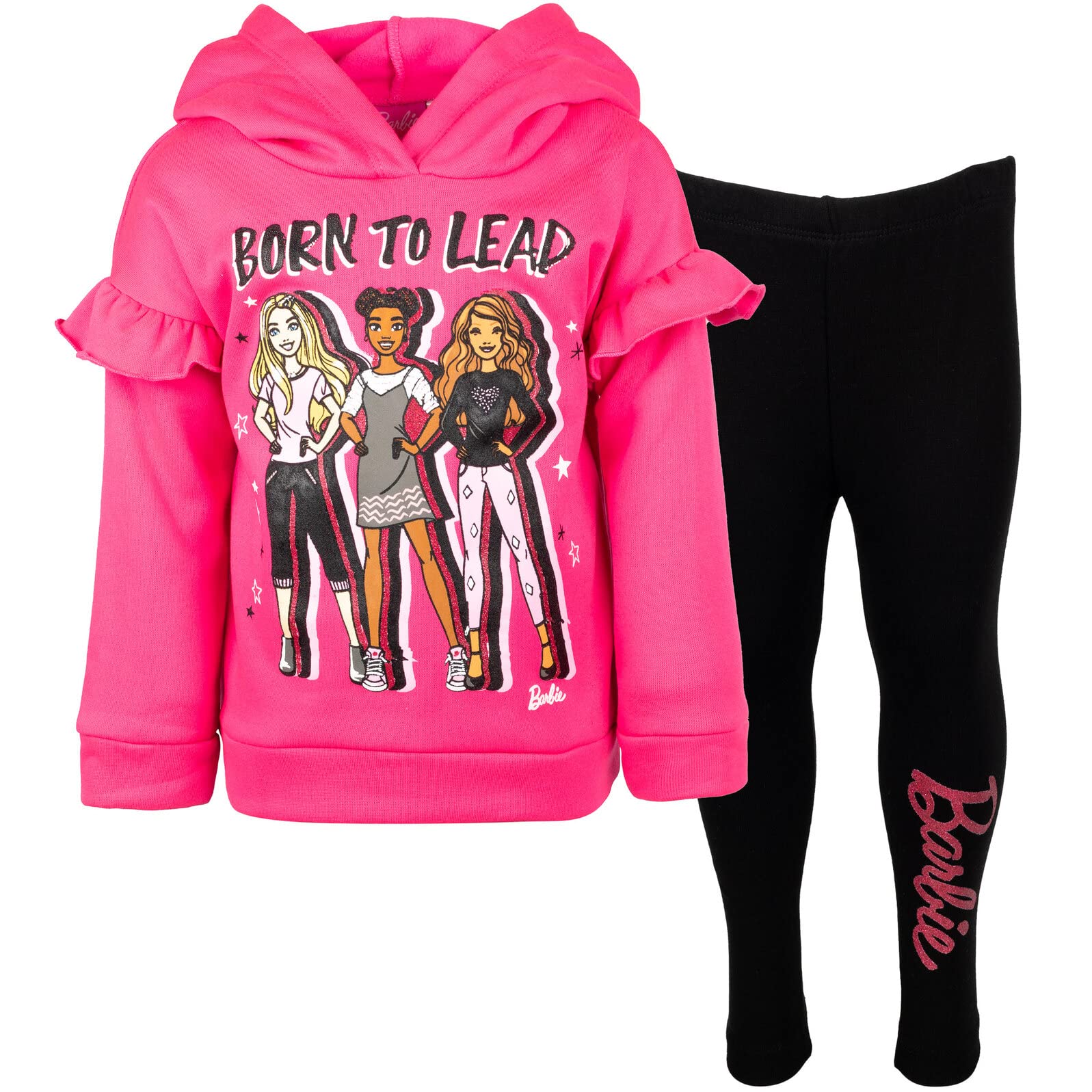 Barbie Girls Fleece Hoodie and Leggings Outfit Set Toddler to Big Kid Sizes (2T - 18-20)