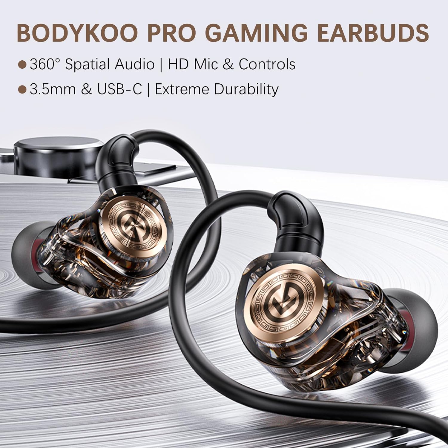 in Ear Gaming Earbuds with mic, 3.5mm & Type-C Dual Version, 10mm Driver for HiFi Sound, in-Line Control,Deep Bass,Noise Isolating Fit for Xbox,PC, Phone, Switch, PS5(3.5mm)