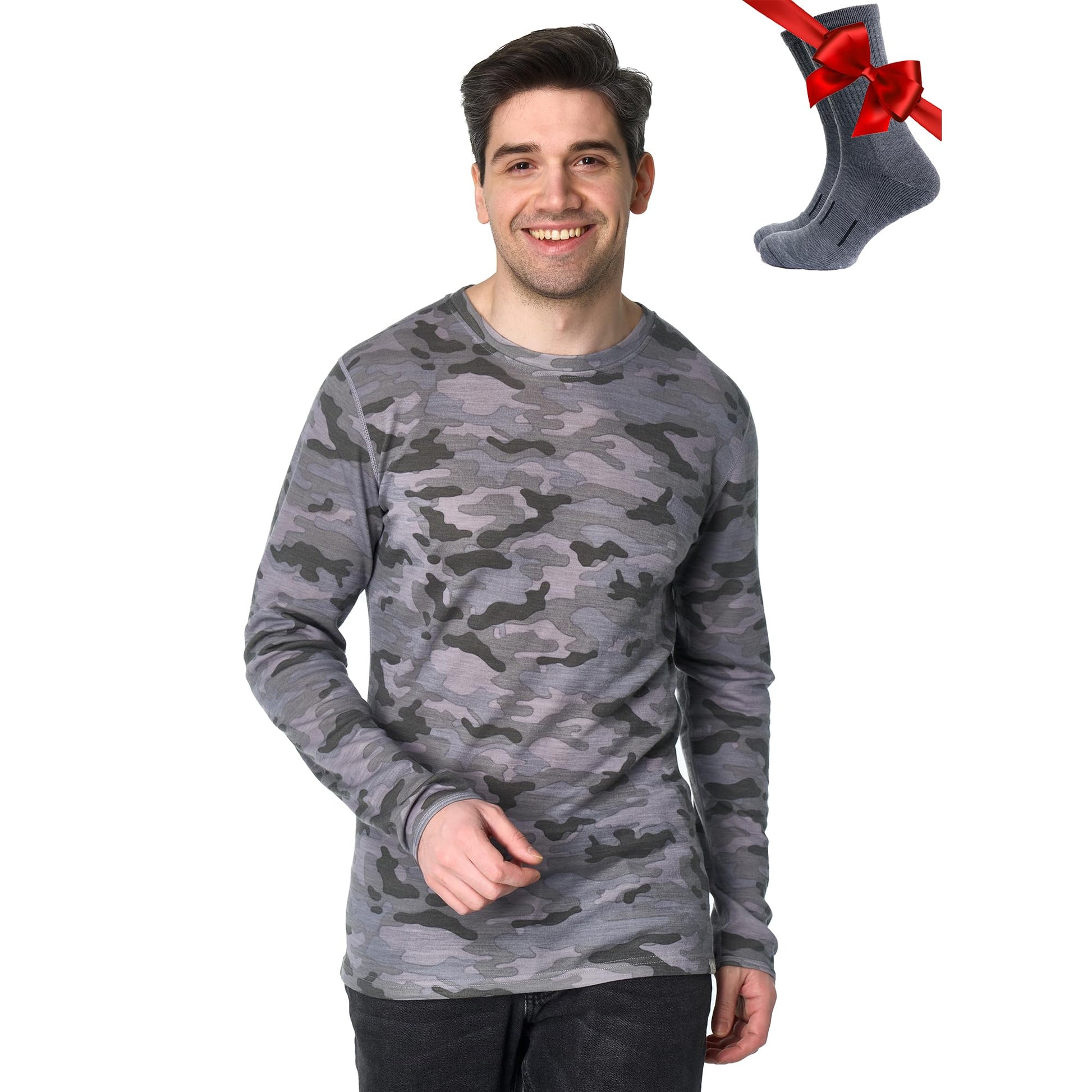 Merino.tech Merino Wool Base Layer - Mens 100% Merino Wool Long Sleeve Thermal Shirts Heavyweight, Midweight, Lite with Socks-13