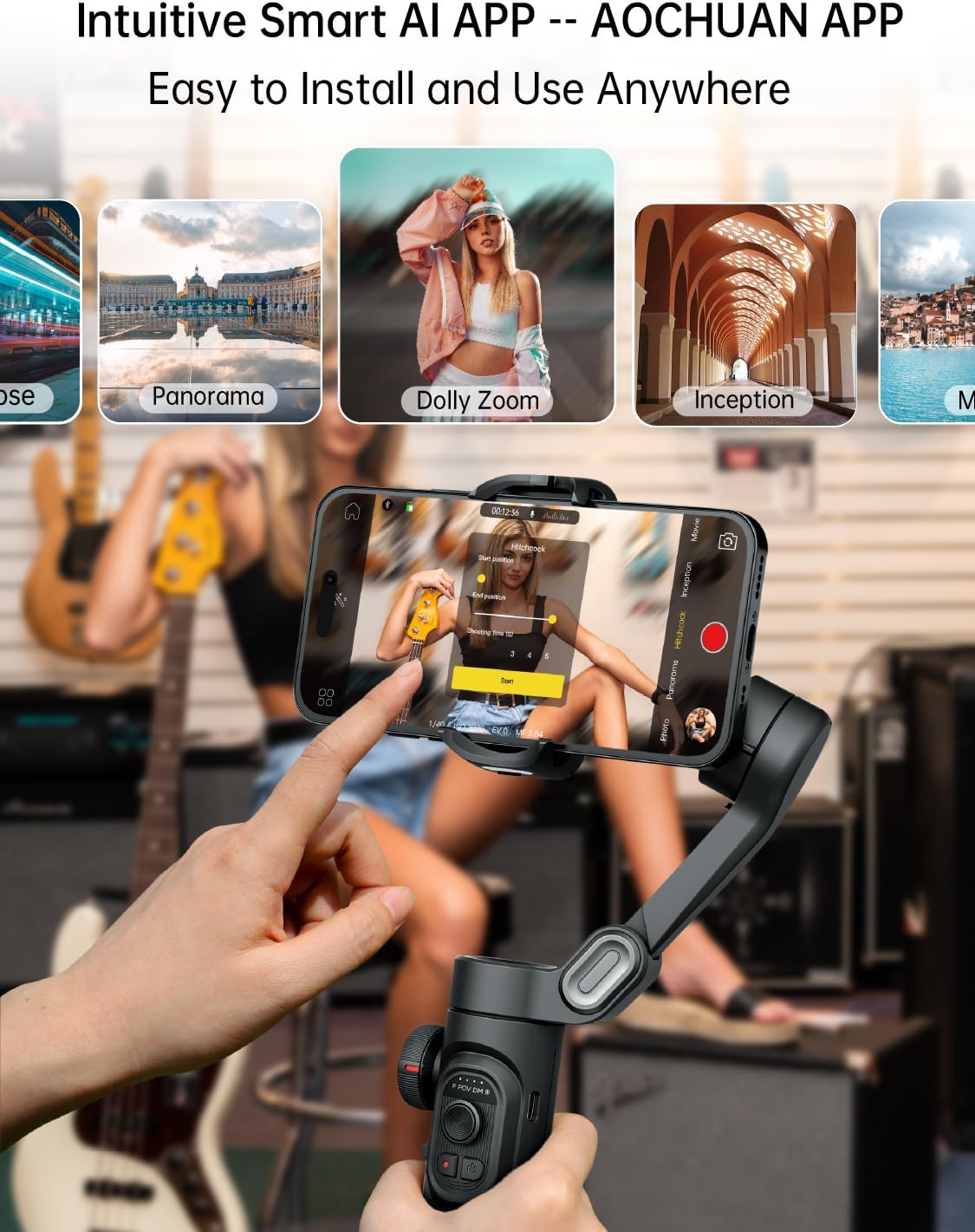 AOCHUAN Phone Gimbal Stabilizer 3-Axis Smartphone Foldable Handheld Gimbal for iPhone with Focus Wheel TikTok YouTube Vlog Stabilizer for iPhone17 16 15 14 13 Pro Max Android-Smart XE