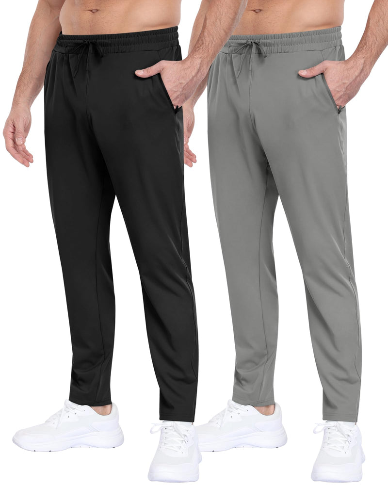 2 Pack Mens Fleece Lined Pants with Zipper Pockets,Winter Athletic Workout Warm Running Joggers Sweatpants for Men-33