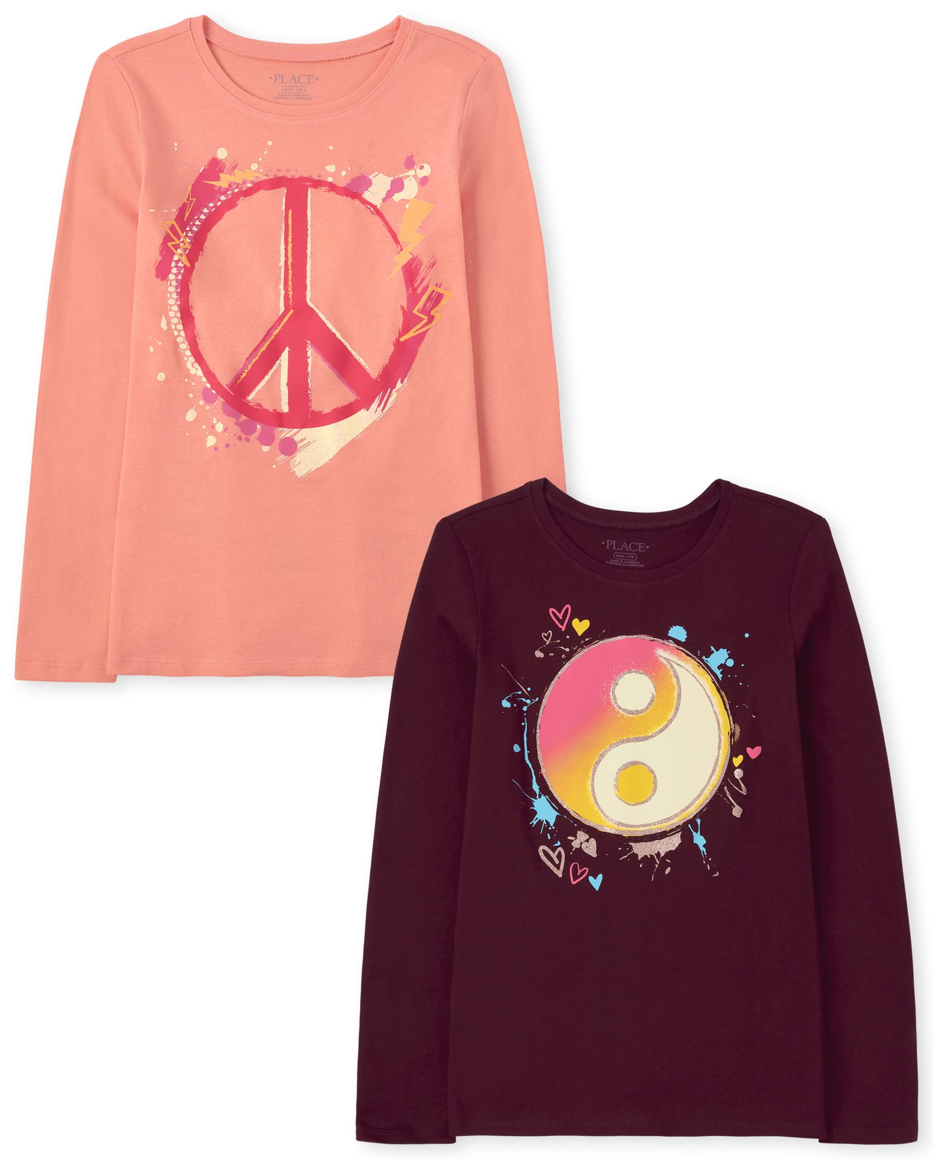 The Children's Place Girls Unicorns,Sports,Butterflies Long Sleeve Graphic T-Shirts,2 Pack