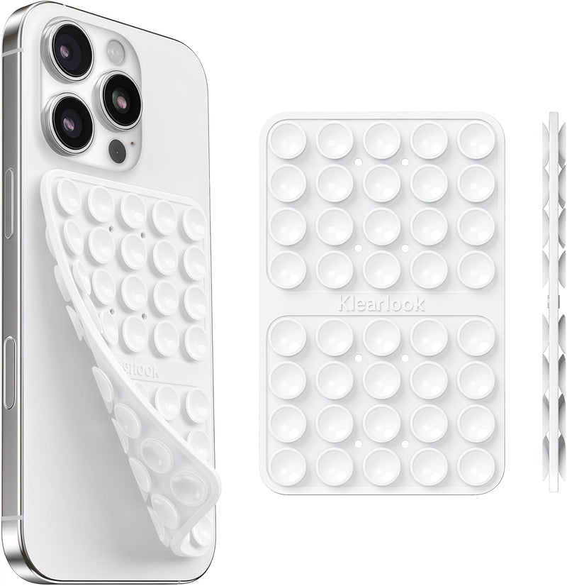 Klearlook Silicone Suction Cup Phone Case Mount Double Sided, Sticky Phone Grip with Higher Suction Power for Cell Phone, Hands-Free Phone Accessories Holder for Selfies and Videos, Transparent