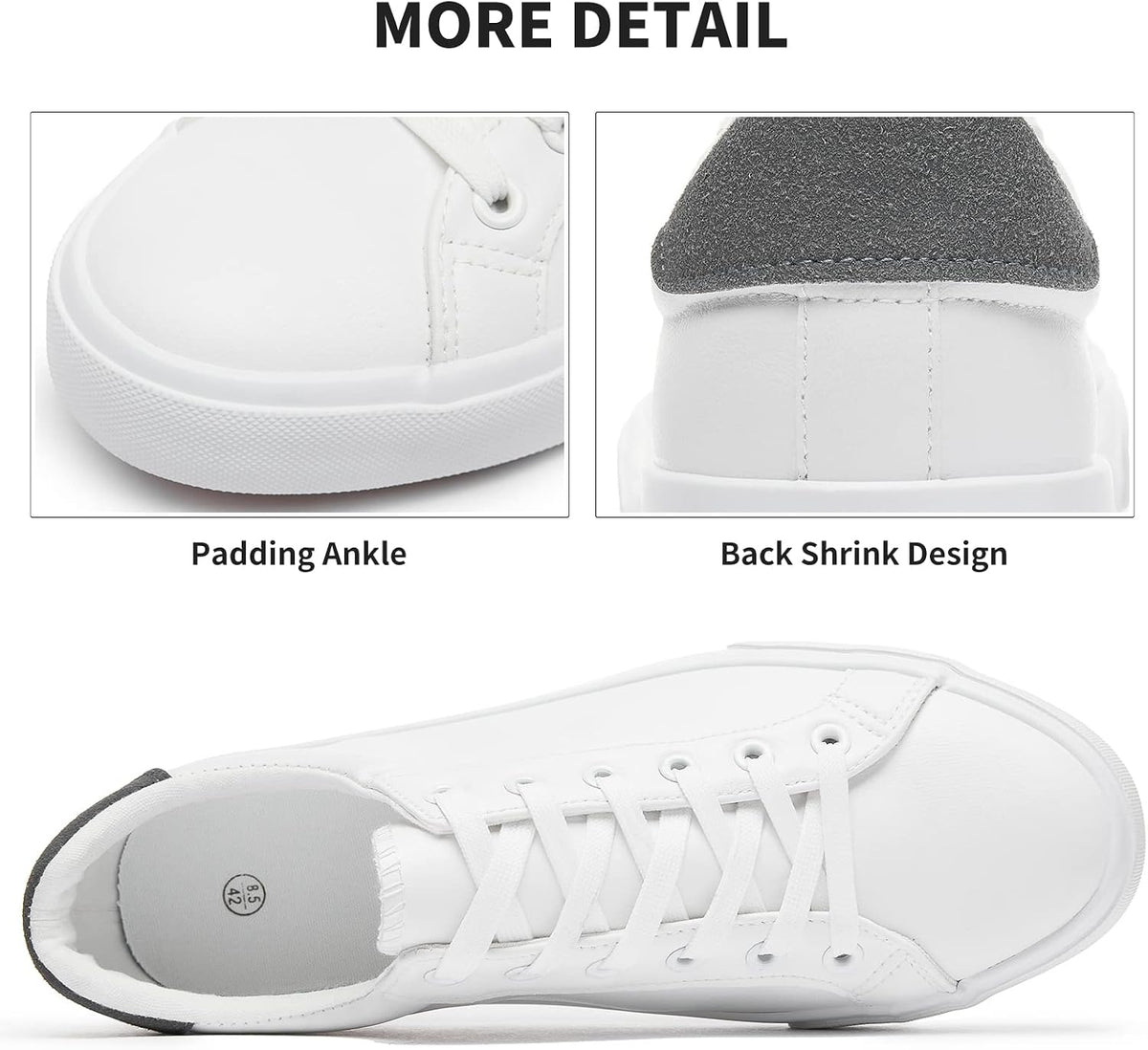 FRACORA Mens White Tennis Shoes PU Leather Sneakers for Men