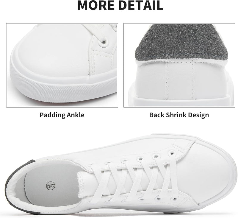 FRACORA Mens White Tennis Shoes PU Leather Sneakers for Men