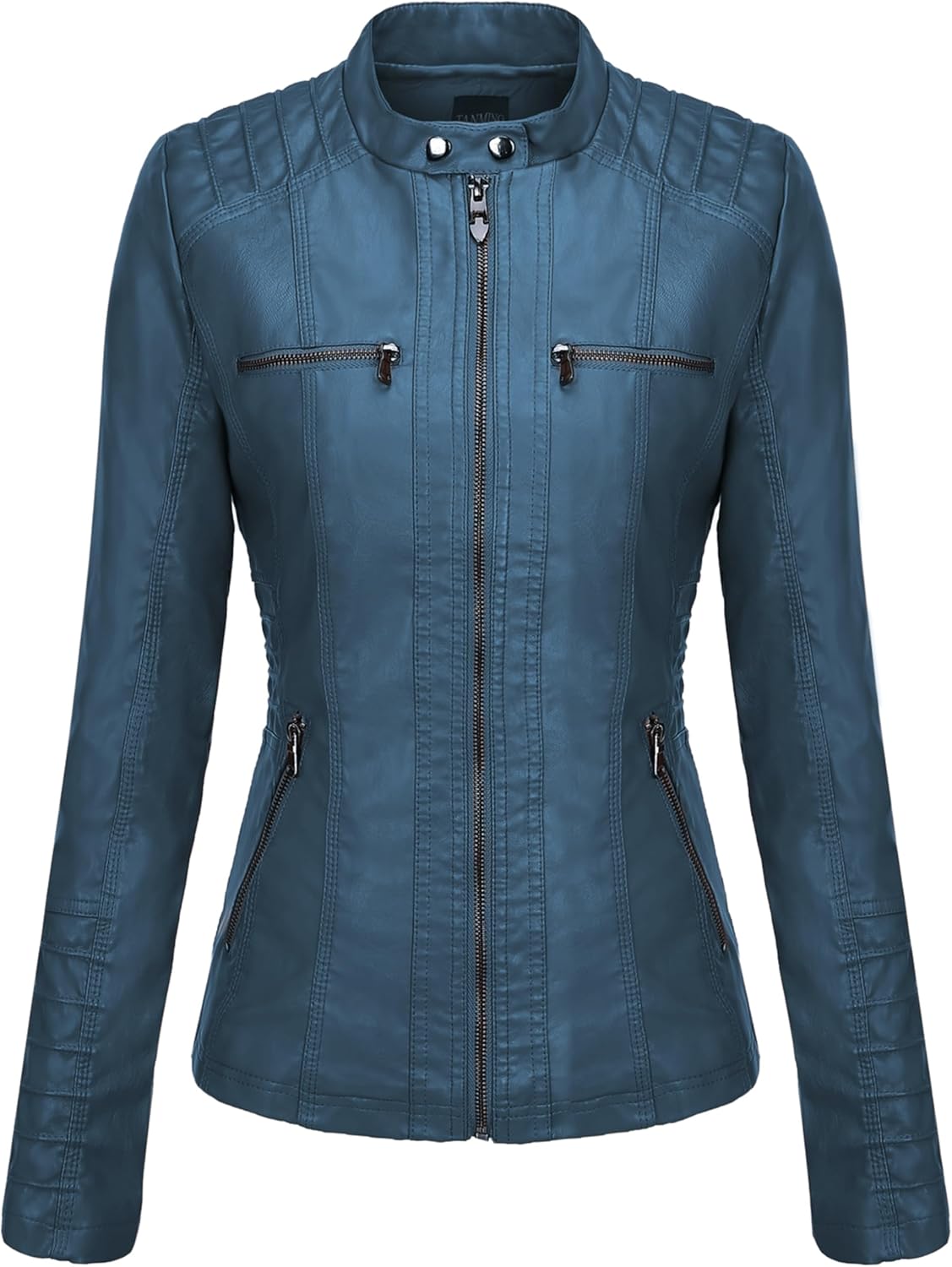 Tanming Womens Faux Leather Jacket Hooded Moto Biker Coat Outerwear Fall Fashion Outfits Winter Clothes-92