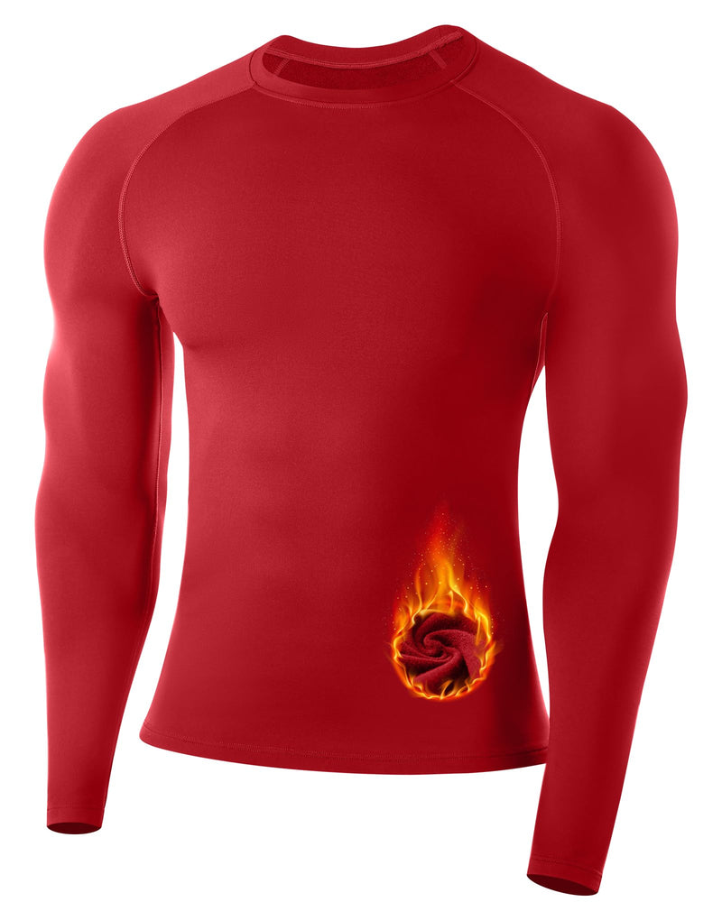 Runhit Men's Thermal Compression Shirt Fleece Lined Long Sleeve Thermal Shirts Athletic Base Layer Top Cold Weather Gear-4