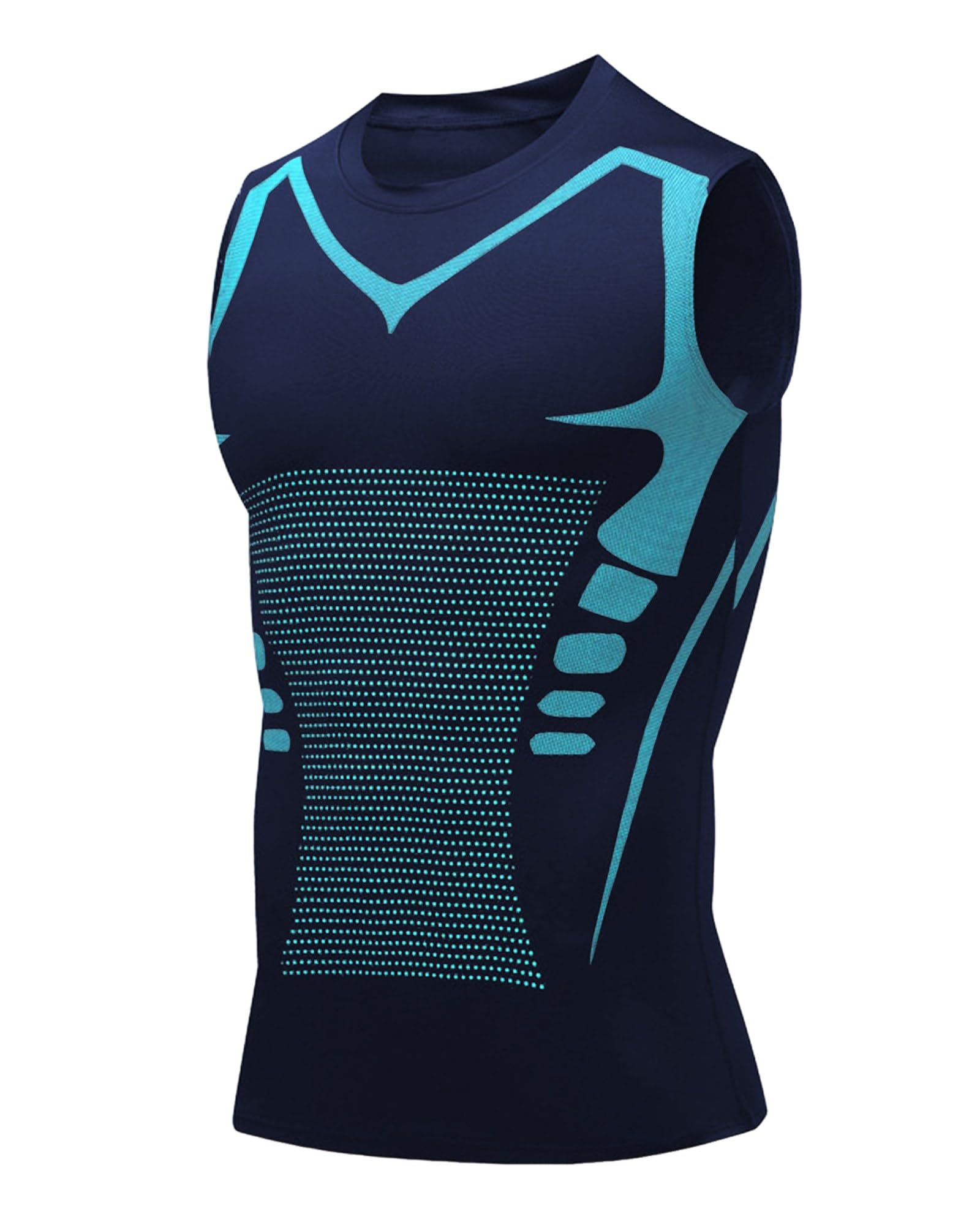 Compression Shirt Men Slimming Body Shaper Vest Crewneck Workout Shirts Tummy Control Undershirts-47
