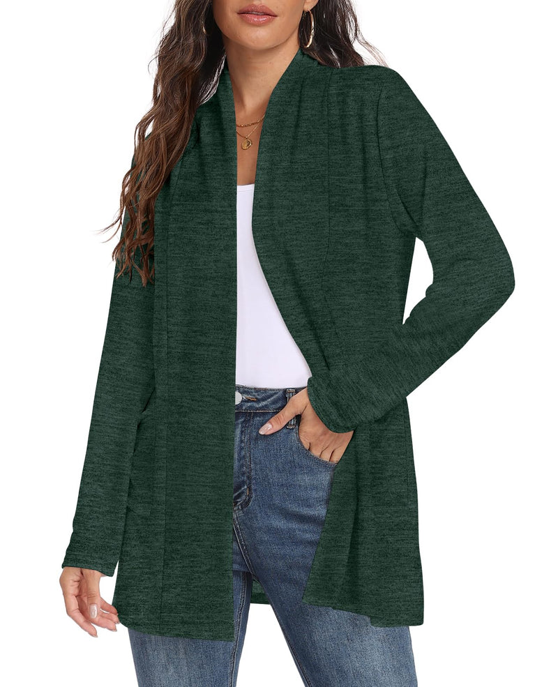 Womens Long Sleeve Lightweight Cardigan Open Front Casual Draped Cardigans with Pockets-4