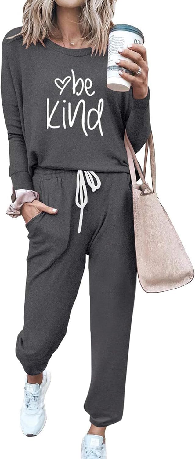 PRETTYGARDEN Women Fall 2 Piece Lounge Outfit Long Sleeve Tops High Waisted Jogger Pants Set Spring Travel Clothes Tracksuit-93