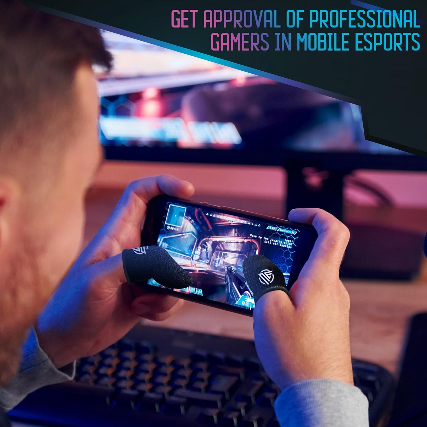 Gaming Finger Sleeves,Ultra-Thin Carbon Fiber,Anti-Sweat & Anti-Slip,Universal for all Phones & Tablets