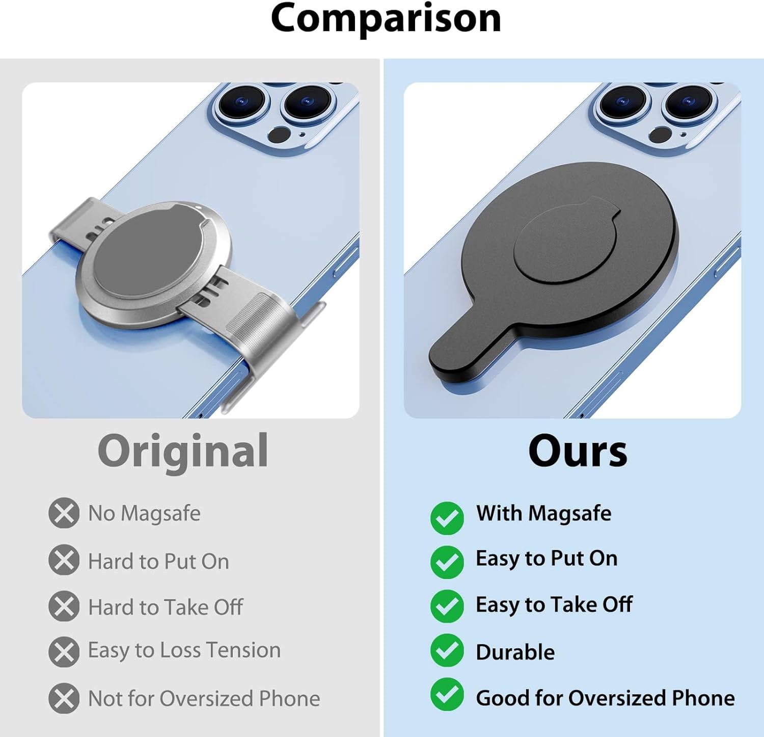 OM Magnetic Phone Mount for DJI Osmo Mobile 8/7P/OM 7/OM 6/SE/OM 5/OM 4 SE/OM 4 Magsafe Quick-Release Adapter Magnet Clamp Clip, Mounting for Video Photo Shooting Phone DJI Gimbal Accessories