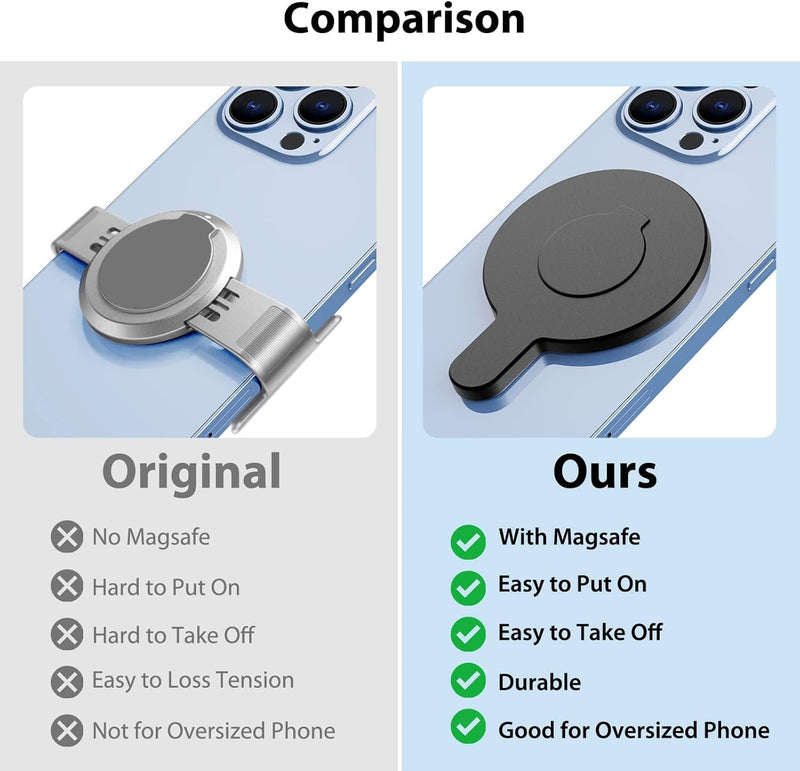 OM Magnetic Phone Mount for DJI Osmo Mobile 8/7P/OM 7/OM 6/SE/OM 5/OM 4 SE/OM 4 Magsafe Quick-Release Adapter Magnet Clamp Clip, Mounting for Video Photo Shooting Phone DJI Gimbal Accessories
