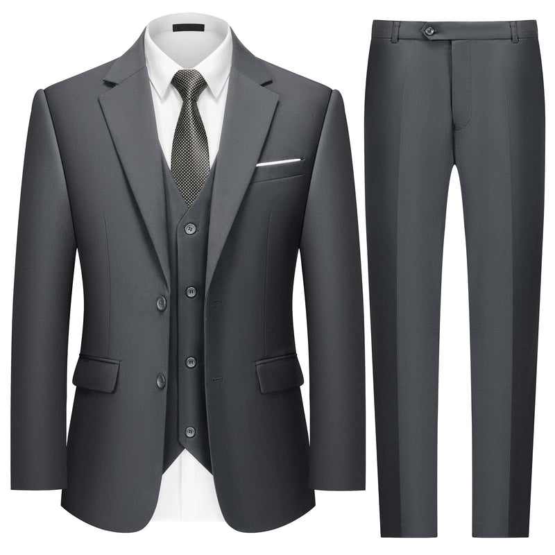 MAGE MALE Mens Two Button 3-Piece Suits Slim Fit Tuxedo Set with Blazer Jacket Vest & Pants for Wedding Prom Business-4