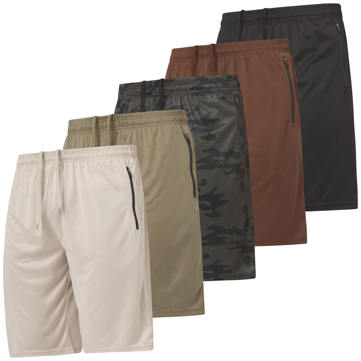Ultra Performance Mens 5 Pack Athletic Running Shorts, Loose fit Basketball Gym Workout Shorts for Men with Zippered Pockets