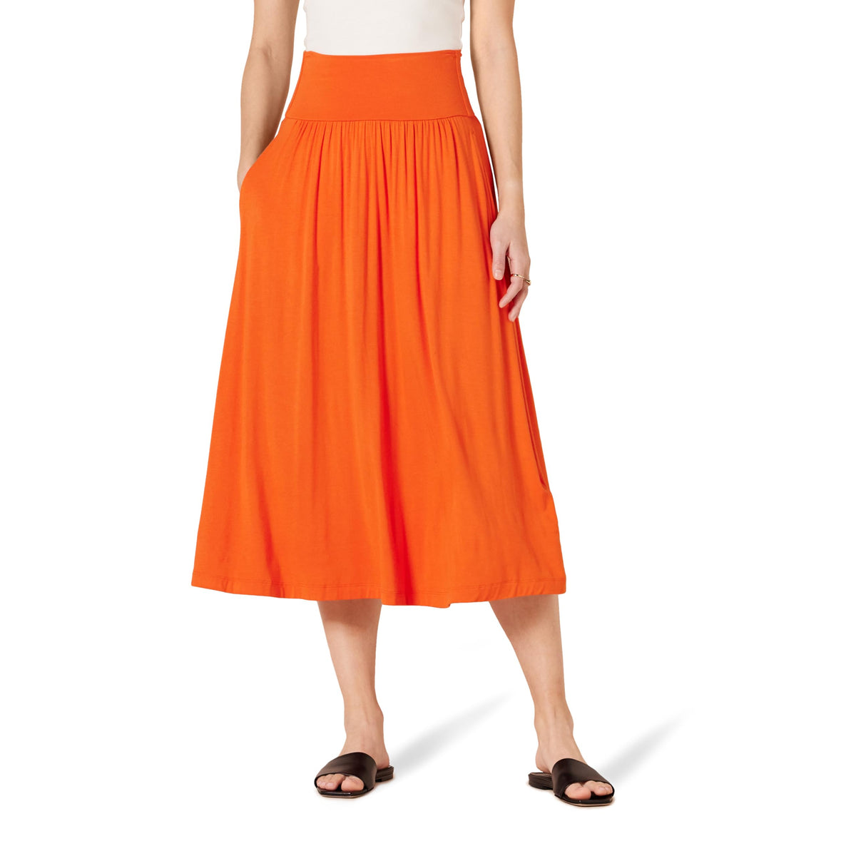 Amazon Essentials Women's Jersey Pull On Midi Length Skirt