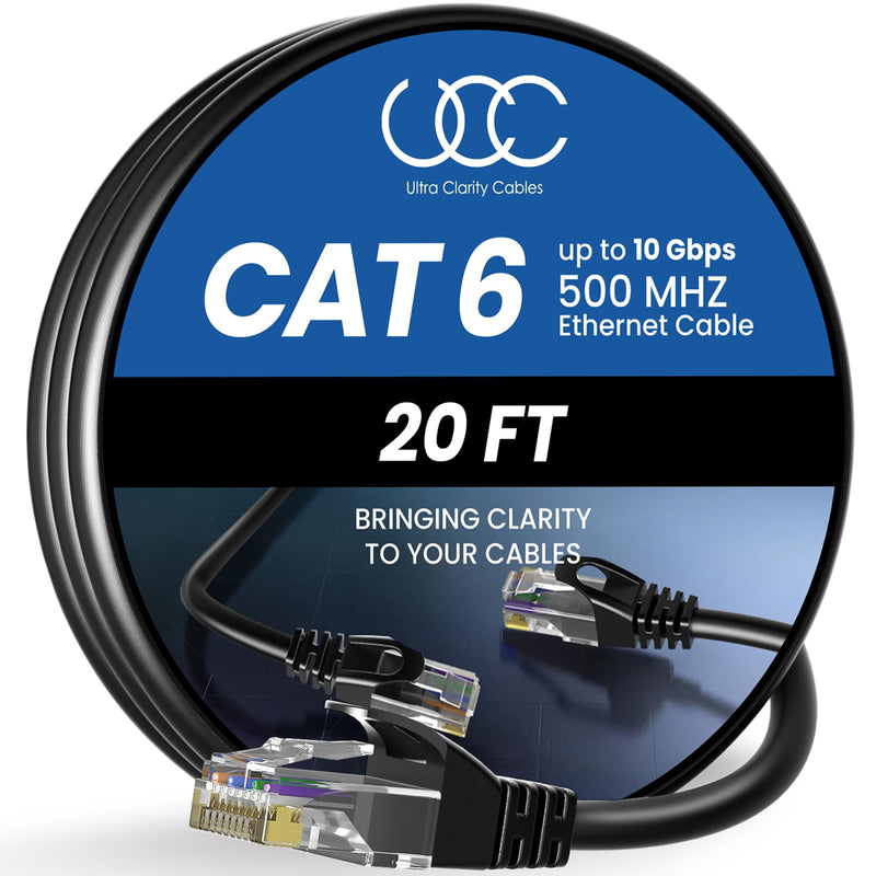 Ultra Clarity Cables Cat 6 Ethernet Cable 100 ft, Outdoor&Indoor 10Gbps Ethernet Cable, High Speed Cat6 Cable RJ45 LAN Internet Cable for Computer, Router, Modem, PS4/5, Xbox, Gaming - Black