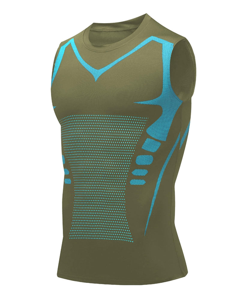 Compression Shirt Men Slimming Body Shaper Vest Crewneck Workout Shirts Tummy Control Undershirts-6