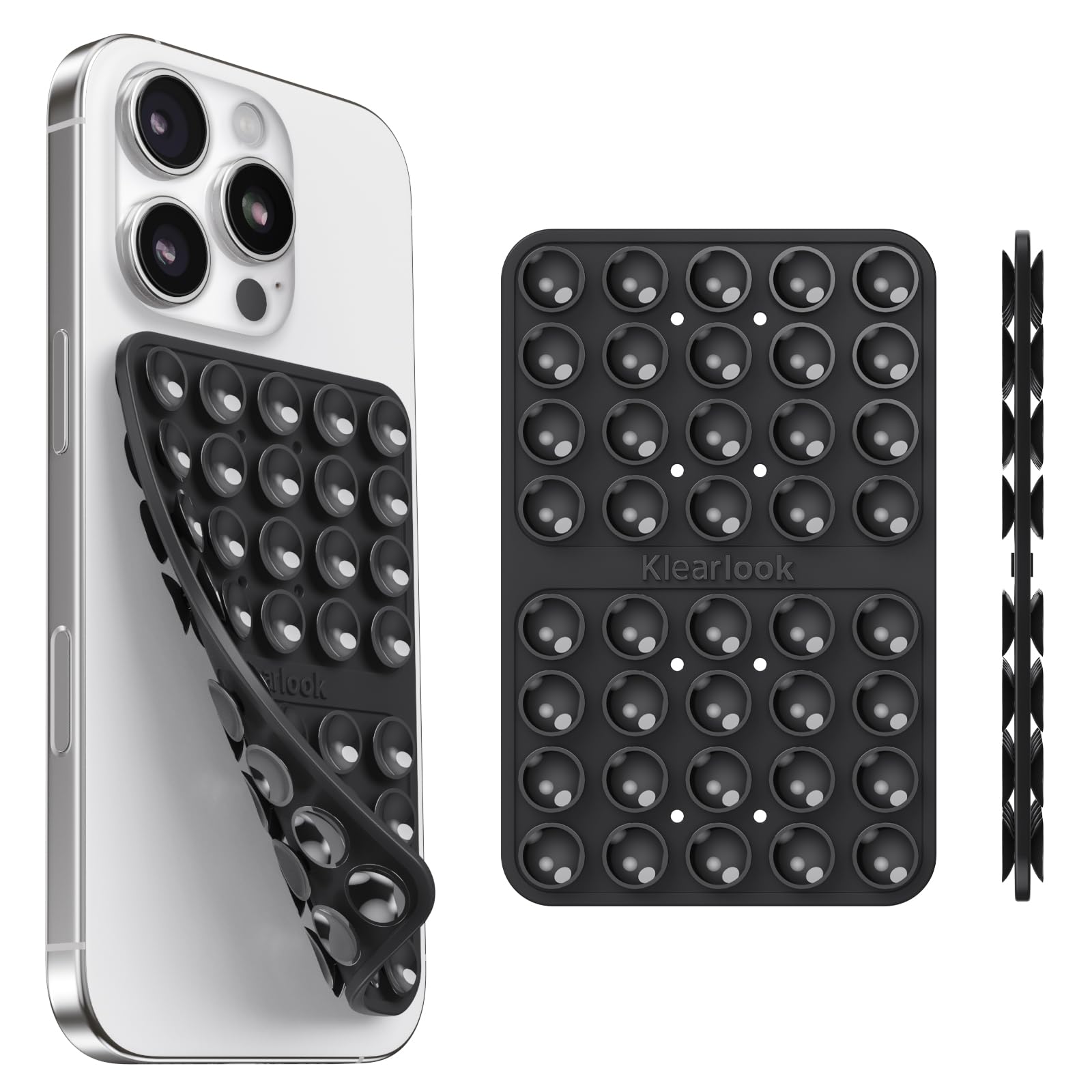 Klearlook Silicone Suction Cup Phone Case Mount Double Sided, Sticky Phone Grip with Higher Suction Power for Cell Phone, Hands-Free Phone Accessories Holder for Selfies and Videos, Transparent