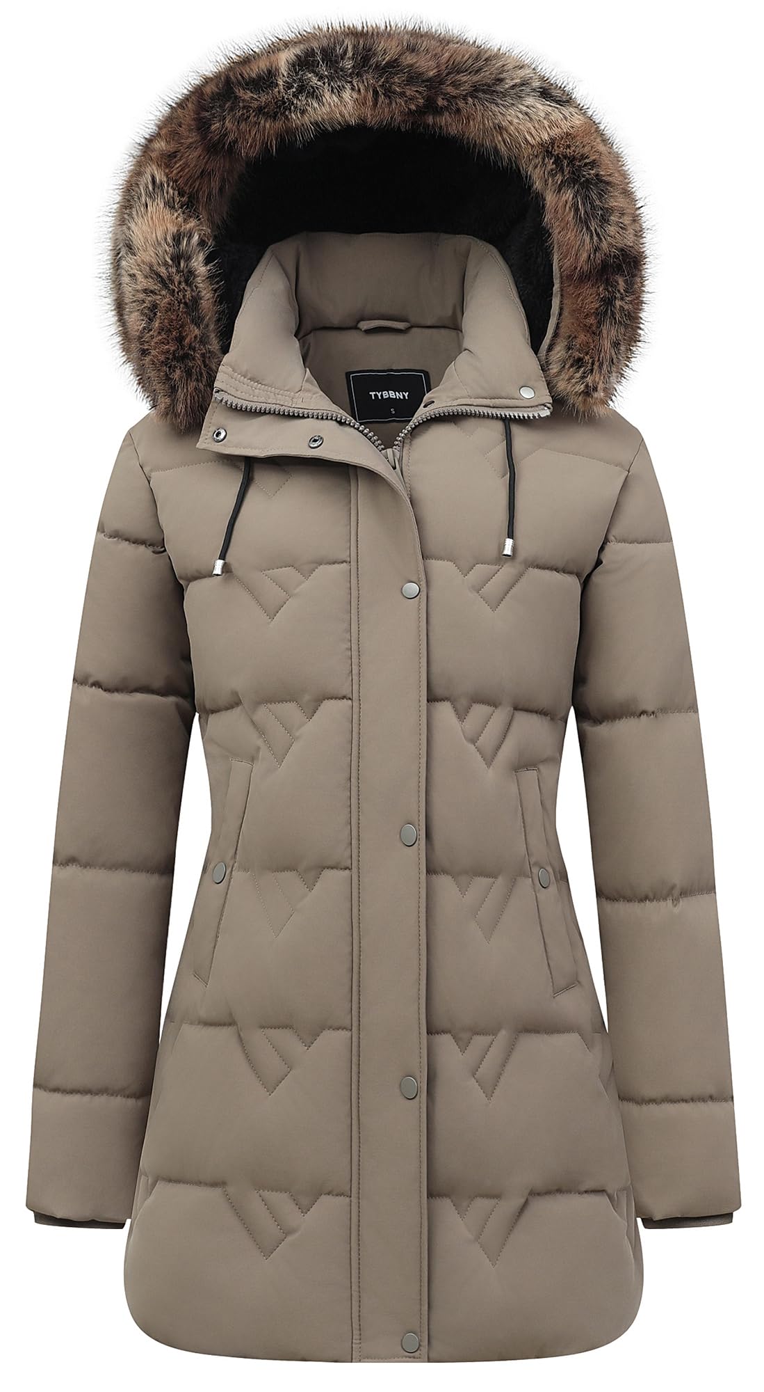 Women's Winter Coat Waterproof Long Insulated Parka with Detachable Hood-23