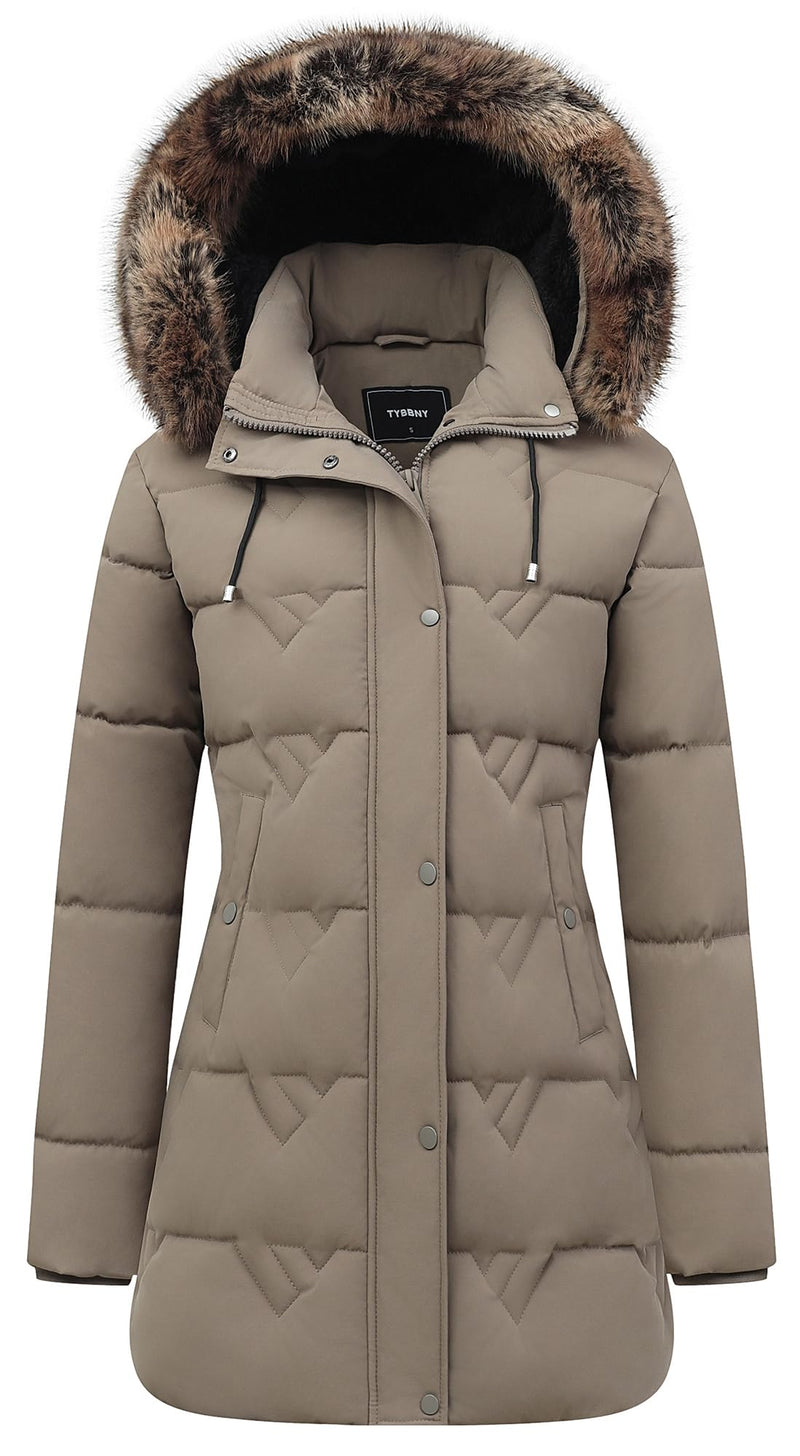 Women's Winter Coat Waterproof Long Insulated Parka with Detachable Hood-23