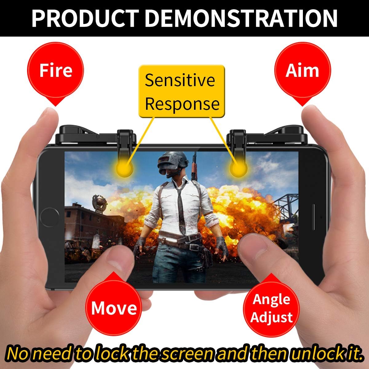 【1 Pair】 Z108 Mobile Gaming Controller Compatible with PUBG Mobile/Fortnitee Mobile/Call of Duty Mobile, Sensitive Shoot and Aim Trigger L1R1 Compatible with Android & iPhone