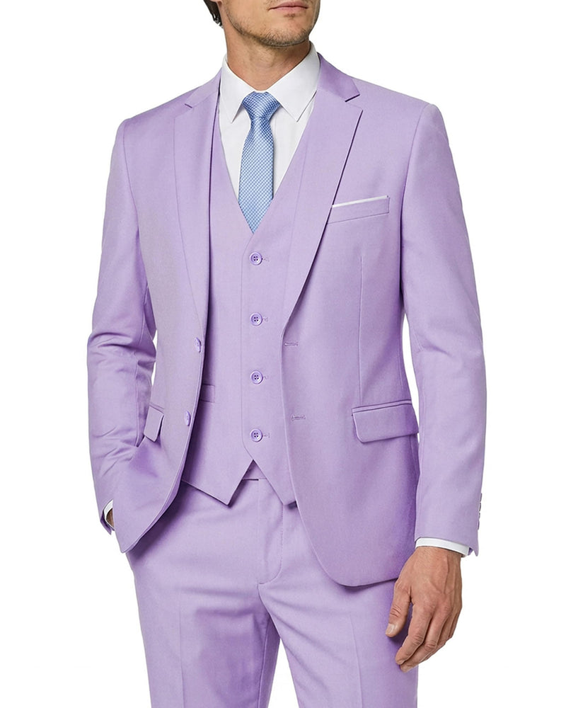 MY'S Men's 3 Piece Slim Fit Suit Set with Tie, 2 Button Blazer Jacket Vest & Pants, Business Wedding Party Prom Suit for Men-84