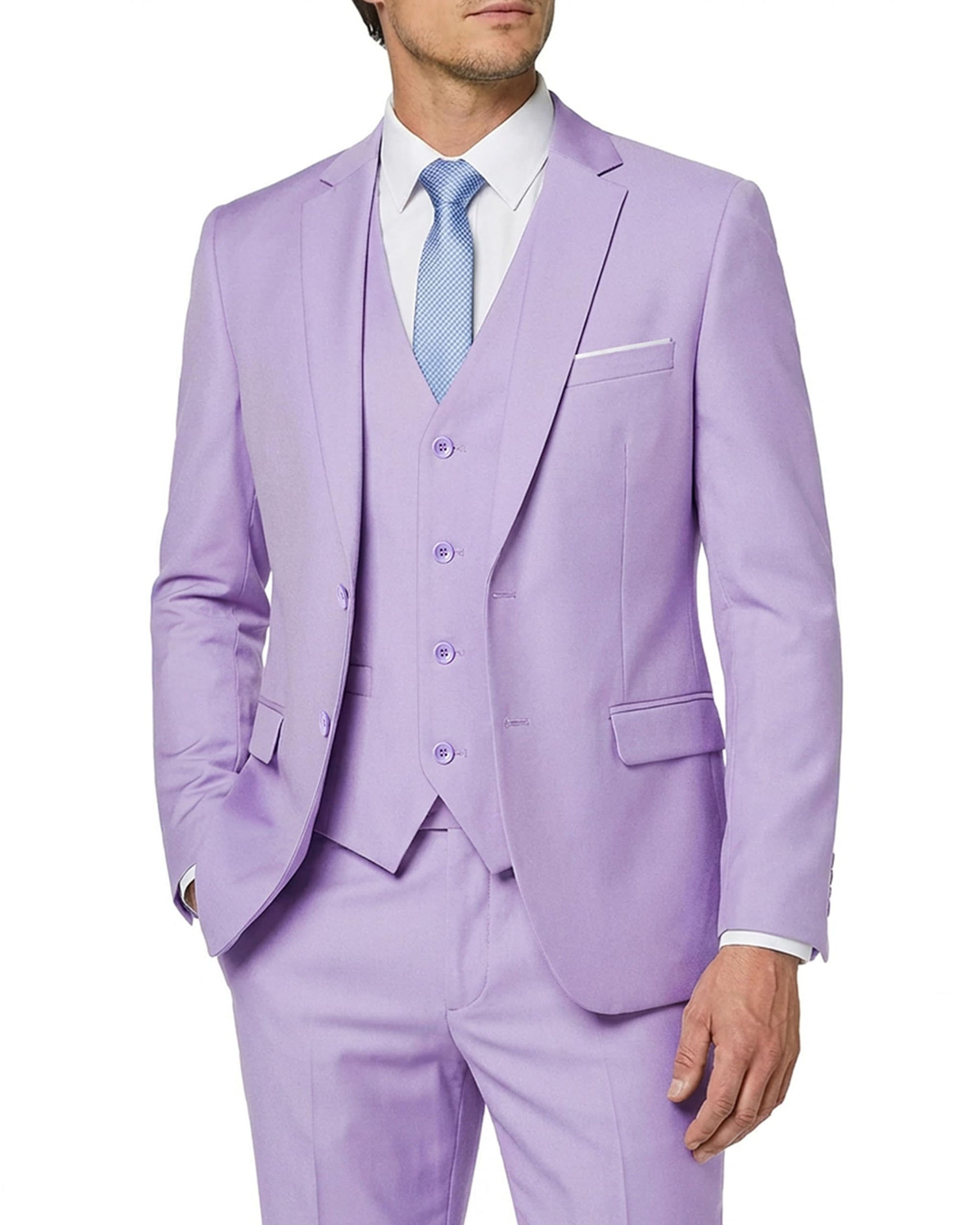 MY'S Men's 3 Piece Slim Fit Suit Set with Tie, 2 Button Blazer Jacket Vest & Pants, Business Wedding Party Prom Suit for Men-71