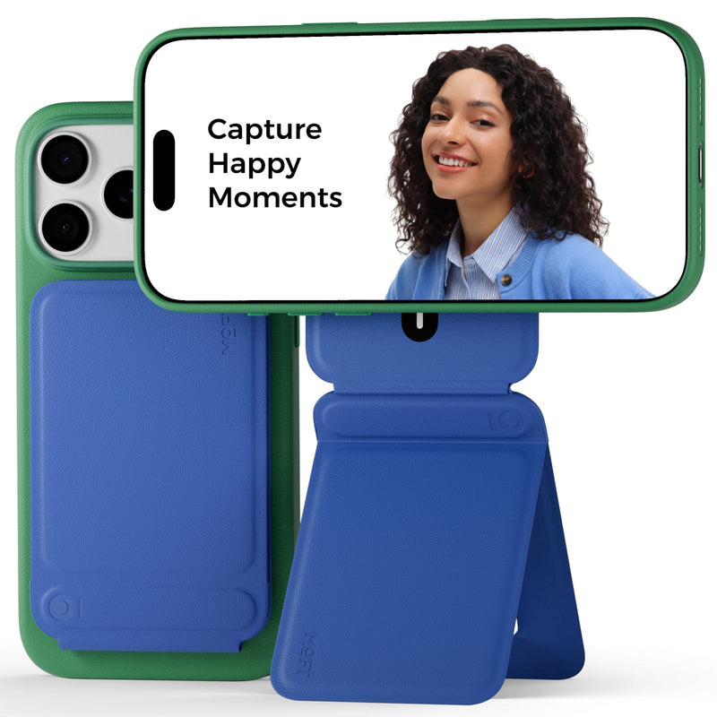 MOFT Phone Tripod Stand Selfie Stick for iPhone, Multi-Angles iPhone Stand, Lightweight & Portable Phone Holder, Strong Magnets, MOVAS Vegan Leather, Travel Essentials, Seafoam (Without Card Slot)