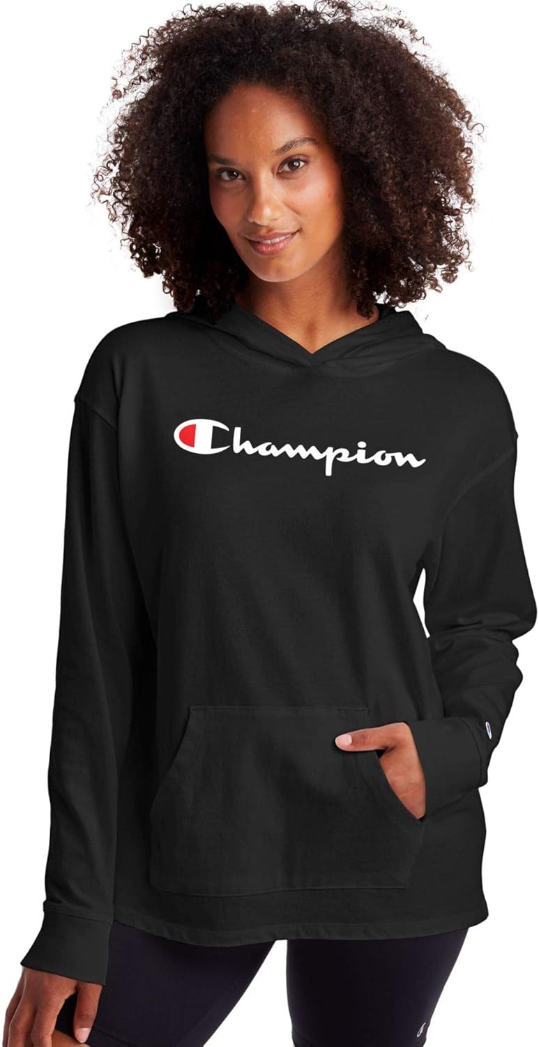 Champion Women’s Pullover Fleece Hoodie, Loose Fit, Midweight, Script Logo-62