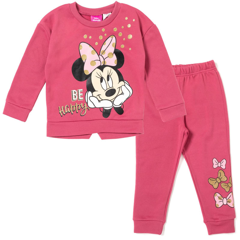 Disney Minnie Mouse Fleece Sweatshirt and Pants Outfit Set Newborn to Big Kid Sizes (Newborn - 14-16)