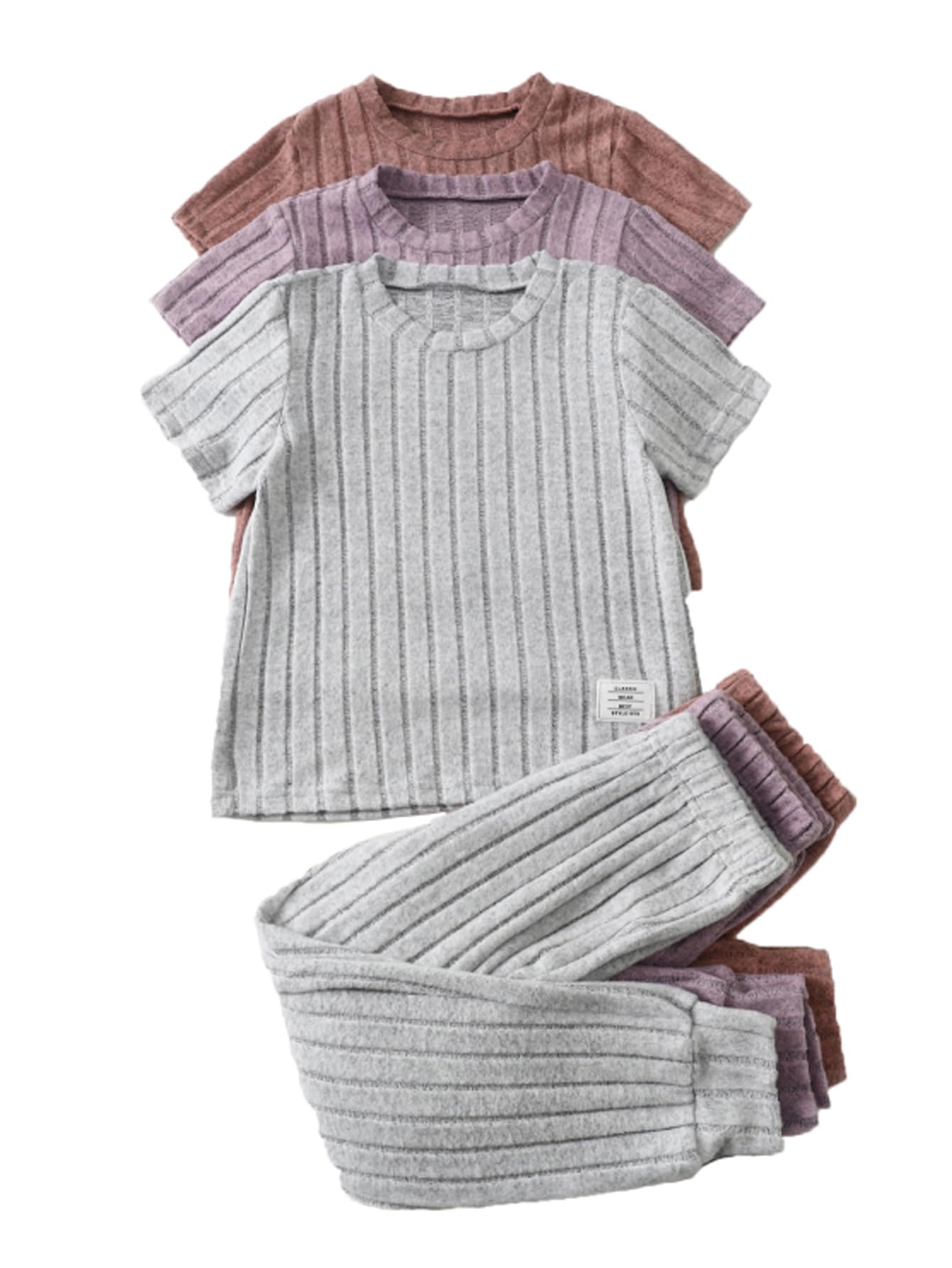 Jolyshlid Girls 6 Pieces Knit Outfits Short Sleeve Tee Tops and Pants Clothing Set 4-12Y