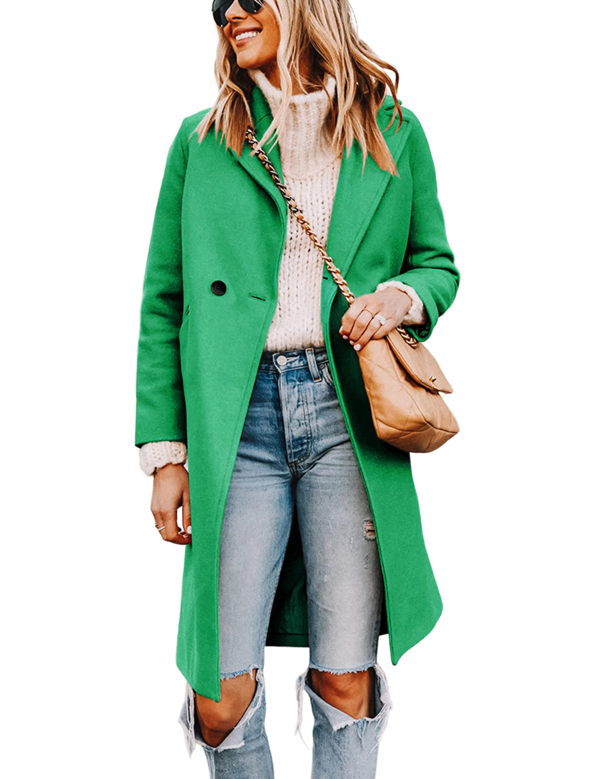 Tanming Women's Wool Pea Coats Long Trench Coats Jackets