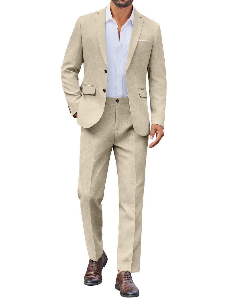 COOFANDY Mens Suit 2 Piece Suit Classic Fit Two Button Blazer Jacket Pants Set Business Wedding Party Suits for Men-12