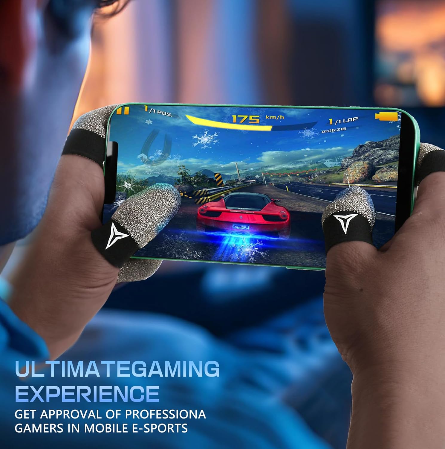 Improved Version-Visible Pure Silver Fiber&Carbon Fiber Professional Model Gaming Finger Sleeves,No Rubber Band,Maximum Touch Response,Comfortable fit, Anti-Sweat,Fit All Touchscreen Devices-6 Pack
