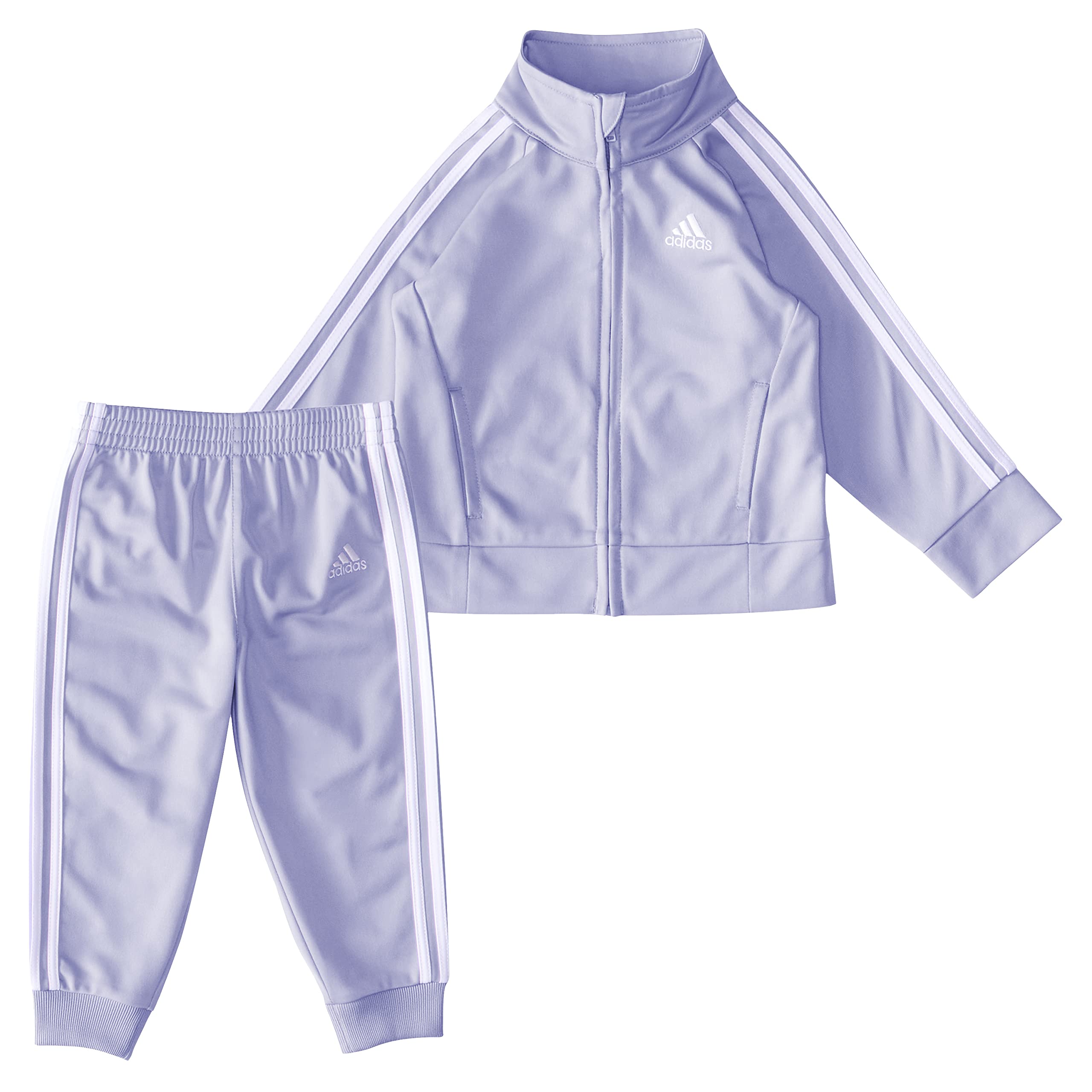 adidas Little Girl's Zip Front Classic Tricot Jacket and Joggers Set