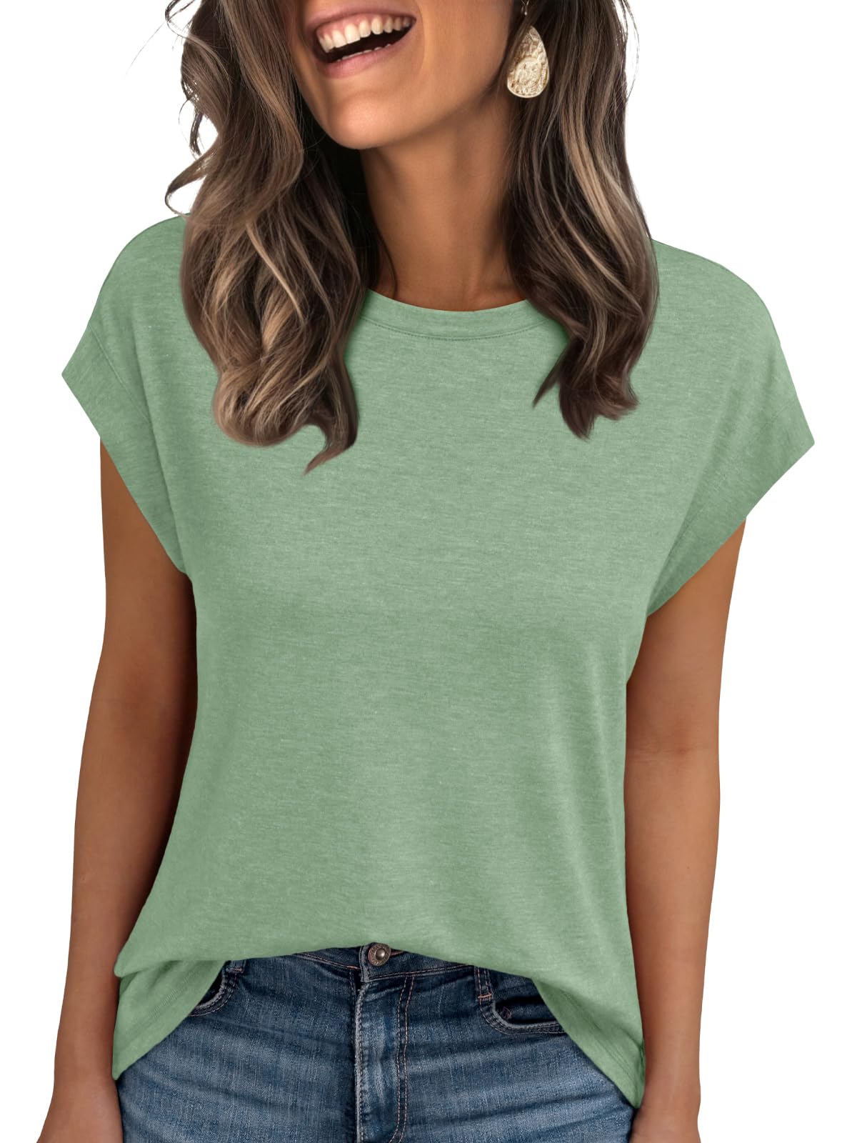 AUTOMET Women's Cap Sleeve Tops for Summer - Soft Stretchy Versatile Shirts for Office Casual Date Everyday Wear