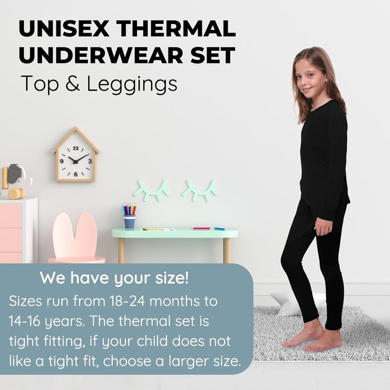 Ultra Dry Thermal Underwear For Kids Long Johns Fleece Lined Leggings And Shirt Boy And Girl Unisex Underwear Base Layer