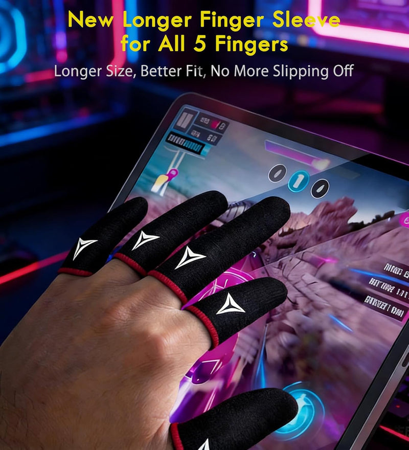Professional Mobile Gaming Finger Sleeves with a Slide Box,No More Slipping,Longer Size for 5 Fingers, High Sensitivity,Anti-Sweat,Anti-Slip Finger Gaming Gloves Fits All Touchscreen Devices,6 Pack