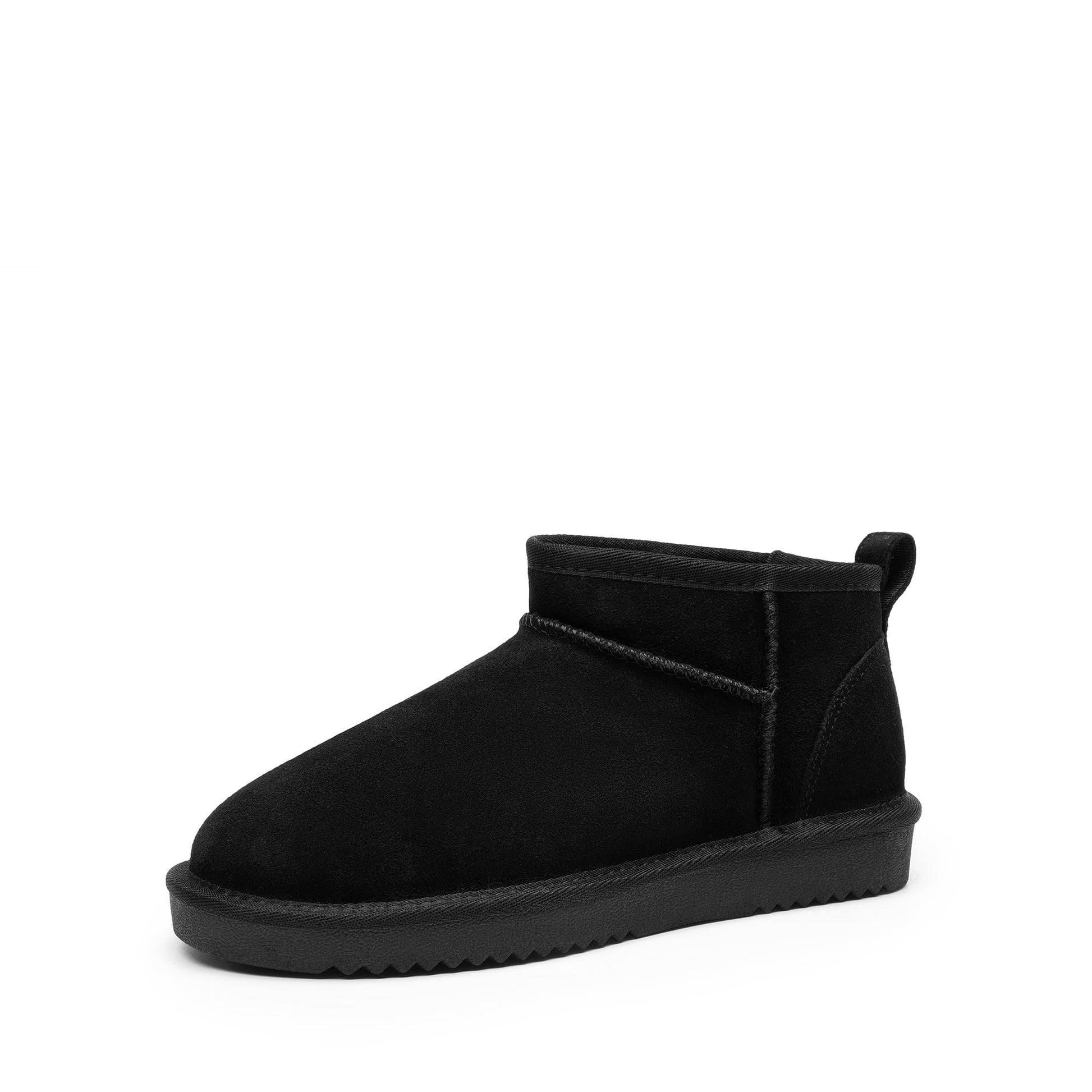 DREAM PAIRS Ankle Winter Mini Boots for Women Genuine Suede Faux Fur Lining Water Resistant Warm Snow Boots Slip On Memory Foam Comfort Booties FuzzyClassic-53
