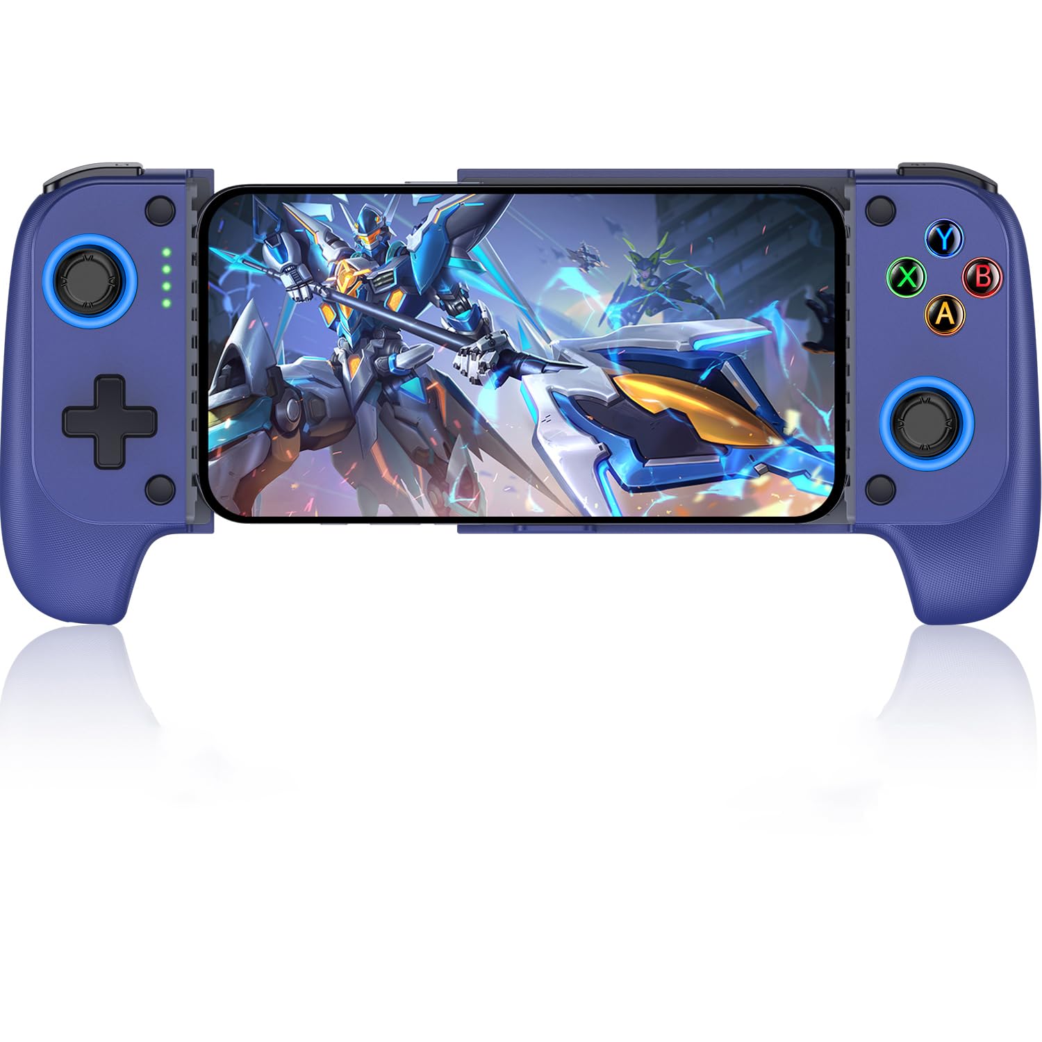 Mocagen MC1 Phone Controller for iPhone/Android Support Phone Case, Hall Effect Joysticks, Wireless Mobile Gaming Controller with 8-Color RGB Lighting, Turbo, Triggers, KeyLinker App