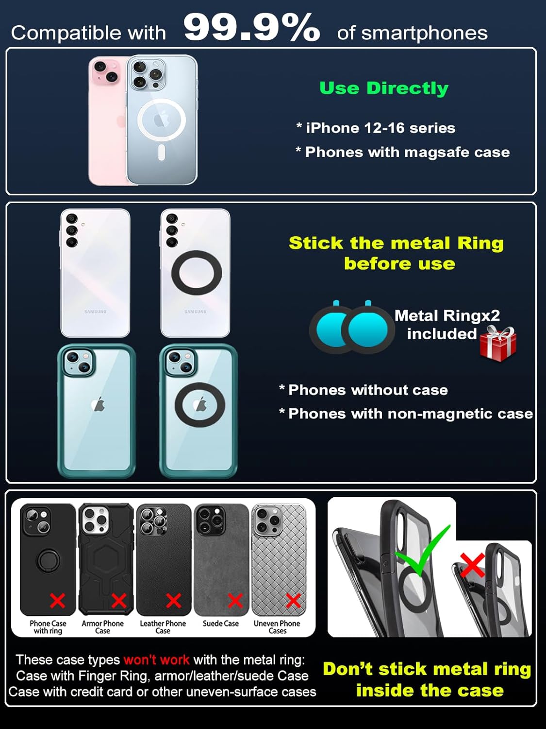 Upgraded 360° Vacuum Magnetic Phone Holder, Magnetic Car Phone Mount, Hands-Free Suction Cup Phone Holder for Car/Gym/Mirror/Shower, Car Mount Compatible with iPhone 17 Pro Max/Android
