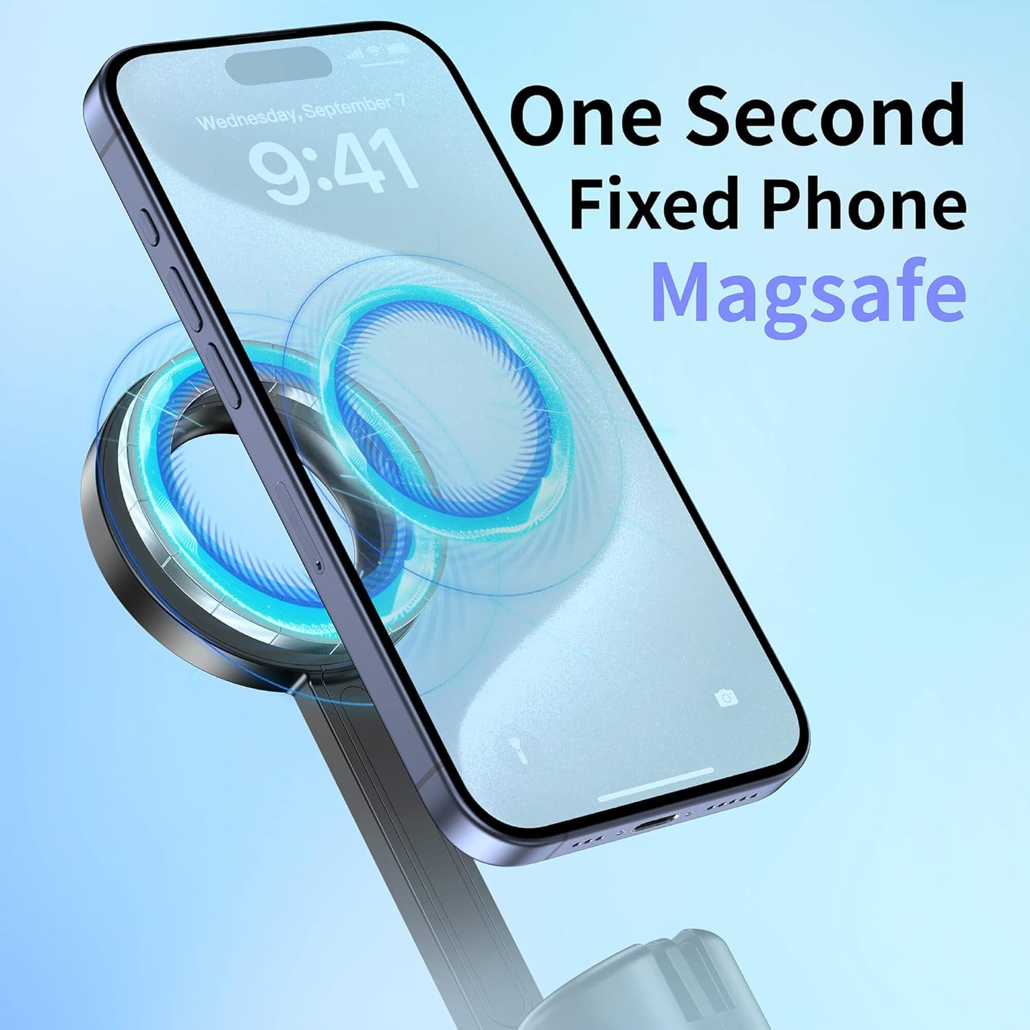 SEAJIC Magnetic Phone Tripod for iPhone 64" Selfie Stick with Remote and Metal Ring, Automatic Pop-up MagSafe Travel Tripod for Cell Phone Video Recording/Photography/Vlogging (Balck)
