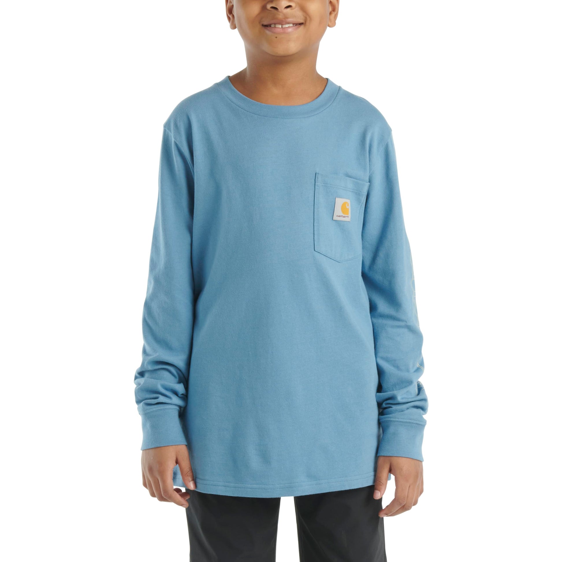 Carhartt Boys' Long-Sleeve Logo Sleeve Pocket T-Shirt